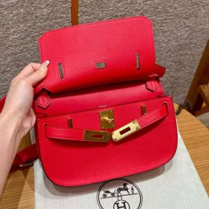 Hermes Jypsiere Mini 23 Bag Handmade In Evercolor Calfskin Leather Gold Hardware S3 Rouge Coeur - Image 12