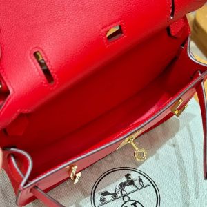 Hermes Jypsiere Mini 23 Bag Handmade In Evercolor Calfskin Leather Gold Hardware S3 Rouge Coeur - Image 11