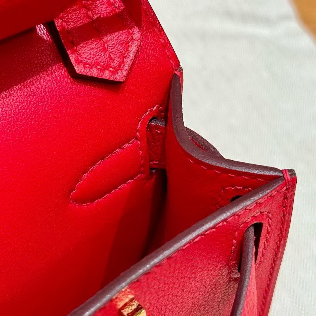 Hermes Jypsiere Mini 23 Bag Handmade In Evercolor Calfskin Leather Gold Hardware S3 Rouge Coeur - Image 9