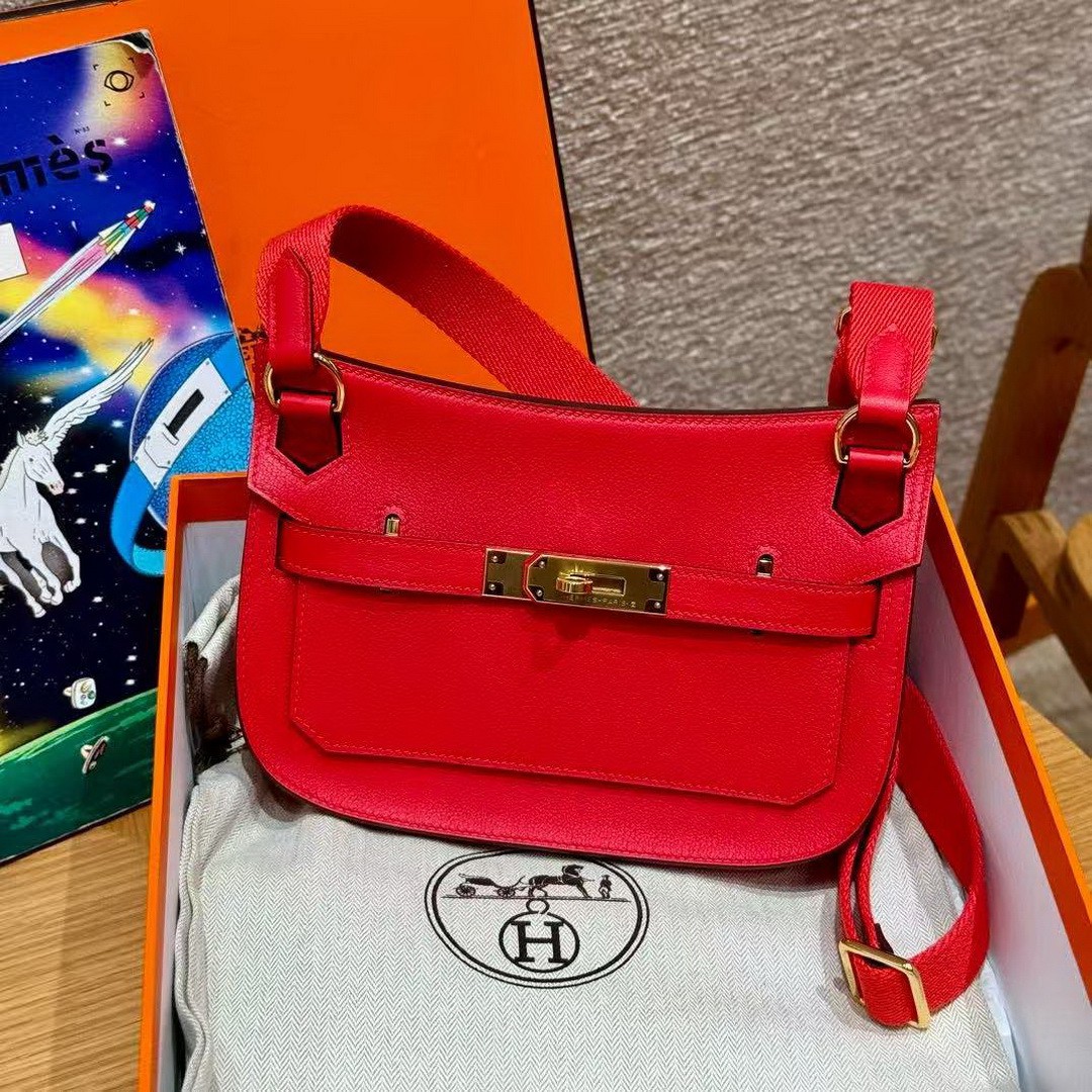 Hermes Jypsiere Mini 23 Bag Handmade In Evercolor Calfskin Leather Gold Hardware S3 Rouge Coeur - Image 8