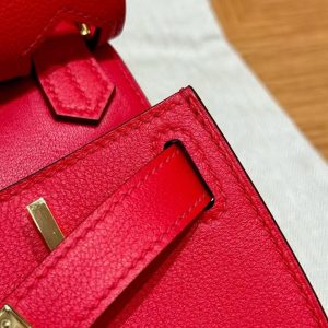 Hermes Jypsiere Mini 23 Bag Handmade In Evercolor Calfskin Leather Gold Hardware S3 Rouge Coeur - Image 6