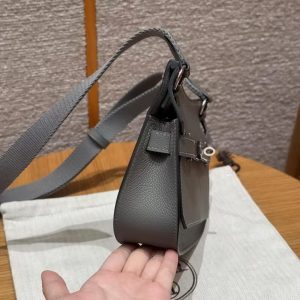 Hermes Jypsiere Mini 23 Bag Handmade In Evercolor Calfskin Leather Silver Hardware 0L Gris Meyer - Image 15