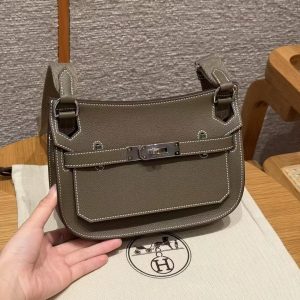 Hermes Jypsiere Mini 23 Bag Handmade In Evercolor Calfskin Leather Silver Hardware 18 Etoupe