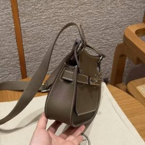 Hermes Jypsiere Mini 23 Bag Handmade In Evercolor Calfskin Leather Silver Hardware 18 Etoupe - Image 23