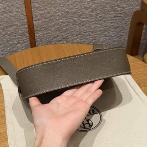 Hermes Jypsiere Mini 23 Bag Handmade In Evercolor Calfskin Leather Silver Hardware 18 Etoupe - Image 21