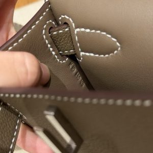 Hermes Jypsiere Mini 23 Bag Handmade In Evercolor Calfskin Leather Silver Hardware 18 Etoupe - Image 18