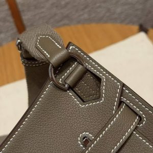 Hermes Jypsiere Mini 23 Bag Handmade In Evercolor Calfskin Leather Silver Hardware 18 Etoupe - Image 15