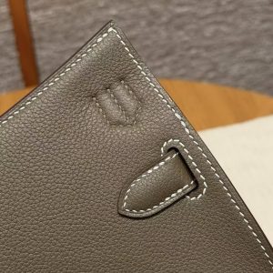 Hermes Jypsiere Mini 23 Bag Handmade In Evercolor Calfskin Leather Silver Hardware 18 Etoupe - Image 12