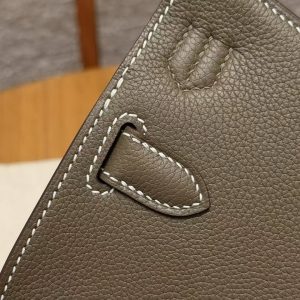 Hermes Jypsiere Mini 23 Bag Handmade In Evercolor Calfskin Leather Silver Hardware 18 Etoupe - Image 11