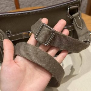 Hermes Jypsiere Mini 23 Bag Handmade In Evercolor Calfskin Leather Silver Hardware 18 Etoupe - Image 10