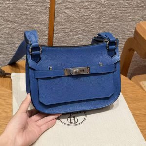 Hermes Jypsiere Mini 23 Bag Handmade In Evercolor Calfskin Leather Silver Hardware 71 Blue France
