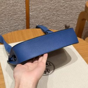 Hermes Jypsiere Mini 23 Bag Handmade In Evercolor Calfskin Leather Silver Hardware 71 Blue France - Image 16