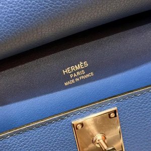 Hermes Jypsiere Mini 23 Bag Handmade In Evercolor Calfskin Leather Silver Hardware 71 Blue France - Image 14