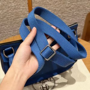 Hermes Jypsiere Mini 23 Bag Handmade In Evercolor Calfskin Leather Silver Hardware 71 Blue France - Image 12