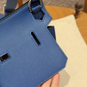 Hermes Jypsiere Mini 23 Bag Handmade In Evercolor Calfskin Leather Silver Hardware 71 Blue France - Image 9