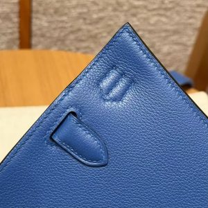 Hermes Jypsiere Mini 23 Bag Handmade In Evercolor Calfskin Leather Silver Hardware 71 Blue France - Image 8