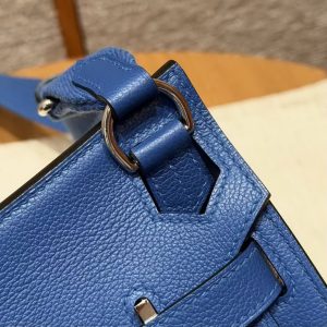 Hermes Jypsiere Mini 23 Bag Handmade In Evercolor Calfskin Leather Silver Hardware 71 Blue France - Image 7