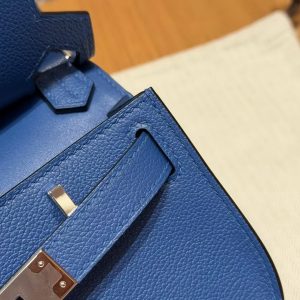 Hermes Jypsiere Mini 23 Bag Handmade In Evercolor Calfskin Leather Silver Hardware 71 Blue France - Image 5