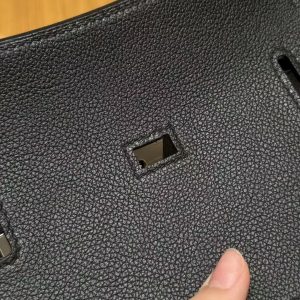 Hermes Jypsiere Mini 23 Bag Handmade In Evercolor Calfskin Leather Silver Hardware 89 Noir - Image 14
