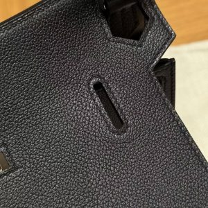 Hermes Jypsiere Mini 23 Bag Handmade In Evercolor Calfskin Leather Silver Hardware 89 Noir - Image 3