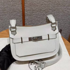 Hermes Jypsiere Mini 23 Bag Handmade In Evercolor Calfskin Leather Silver Hardware 8L Beton - Image 2