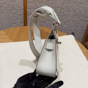 Hermes Jypsiere Mini 23 Bag Handmade In Evercolor Calfskin Leather Silver Hardware 8L Beton - Image 16