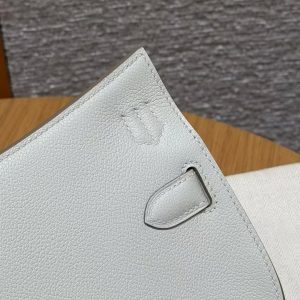Hermes Jypsiere Mini 23 Bag Handmade In Evercolor Calfskin Leather Silver Hardware 8L Beton - Image 11