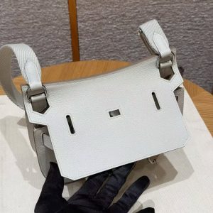 Hermes Jypsiere Mini 23 Bag Handmade In Evercolor Calfskin Leather Silver Hardware 8L Beton - Image 8