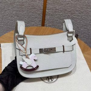 Hermes Jypsiere Mini 23 Bag Handmade In Evercolor Calfskin Leather Silver Hardware 8L Beton