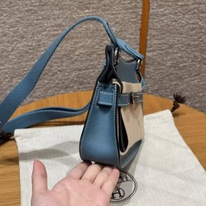 Hermes Jypsiere Mini 23 Bag Handmade In Swift Calfskin Leather Silver Hardware 75 Blue Jean - Image 18
