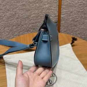 Hermes Jypsiere Mini 23 Bag Handmade In Swift Calfskin Leather Silver Hardware 75 Blue Jean - Image 17