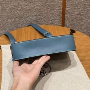 Hermes Jypsiere Mini 23 Bag Handmade In Swift Calfskin Leather Silver Hardware 75 Blue Jean - Image 16