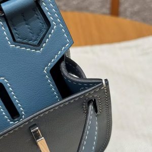 Hermes Jypsiere Mini 23 Bag Handmade In Swift Calfskin Leather Silver Hardware 75 Blue Jean - Image 14