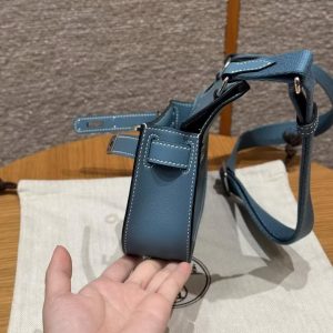 Hermes Jypsiere Mini 23 Bag Handmade In Swift Calfskin Leather Silver Hardware 75 Blue Jean - Image 13