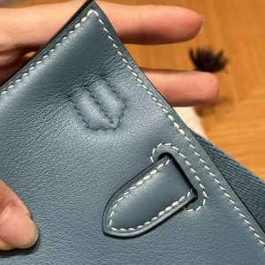 Hermes Jypsiere Mini 23 Bag Handmade In Swift Calfskin Leather Silver Hardware 75 Blue Jean - Image 7