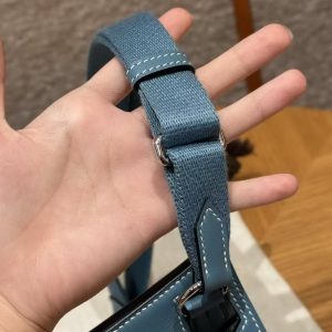 Hermes Jypsiere Mini 23 Bag Handmade In Swift Calfskin Leather Silver Hardware 75 Blue Jean - Image 5
