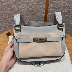 Hermes Jypsiere Mini 23 Bag Handmade In Swift Calfskin Leather Silver Hardware 8U Blue Glacier