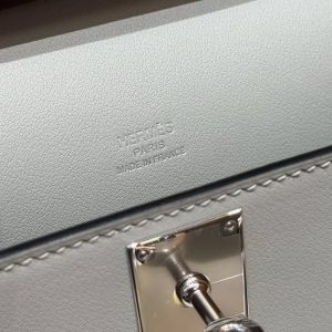 Hermes Jypsiere Mini 23 Bag Handmade In Swift Calfskin Leather Silver Hardware 8U Blue Glacier - Image 19