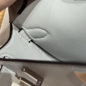 Hermes Jypsiere Mini 23 Bag Handmade In Swift Calfskin Leather Silver Hardware 8U Blue Glacier - Image 17