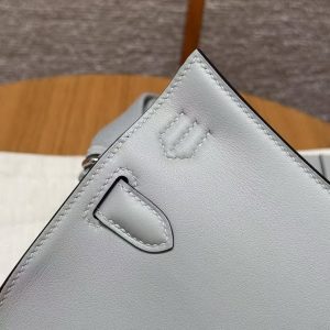 Hermes Jypsiere Mini 23 Bag Handmade In Swift Calfskin Leather Silver Hardware 8U Blue Glacier - Image 16