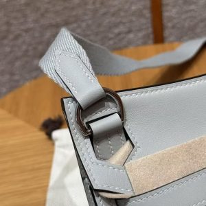 Hermes Jypsiere Mini 23 Bag Handmade In Swift Calfskin Leather Silver Hardware 8U Blue Glacier - Image 13