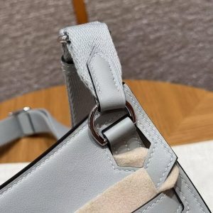Hermes Jypsiere Mini 23 Bag Handmade In Swift Calfskin Leather Silver Hardware 8U Blue Glacier - Image 12