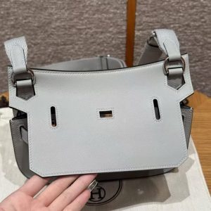 Hermes Jypsiere Mini 23 Bag Handmade In Swift Calfskin Leather Silver Hardware 8U Blue Glacier - Image 10