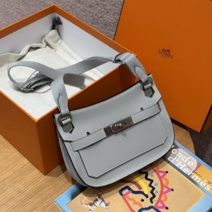 Hermes Jypsiere Mini 23 Bag Handmade In Swift Calfskin Leather Silver Hardware 8U Blue Glacier - Image 8