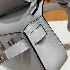 Hermes Jypsiere Mini 23 Bag Handmade In Swift Calfskin Leather Silver Hardware 8U Blue Glacier - Image 5
