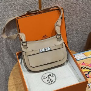 Hermes Jypsiere Mini 23 Bag Handmade In Swift Calfskin Leather Silver Hardware S2 Trench - Image 2