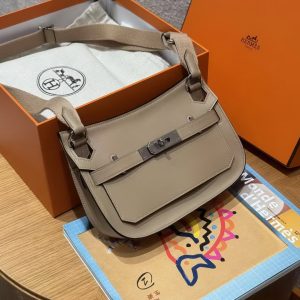 Hermes Jypsiere Mini 23 Bag Handmade In Swift Calfskin Leather Silver Hardware S2 Trench - Image 13