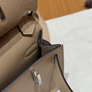 Hermes Jypsiere Mini 23 Bag Handmade In Swift Calfskin Leather Silver Hardware S2 Trench - Image 11
