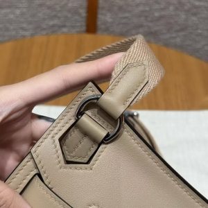 Hermes Jypsiere Mini 23 Bag Handmade In Swift Calfskin Leather Silver Hardware S2 Trench - Image 10