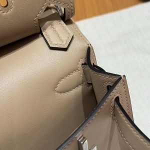 Hermes Jypsiere Mini 23 Bag Handmade In Swift Calfskin Leather Silver Hardware S2 Trench - Image 9